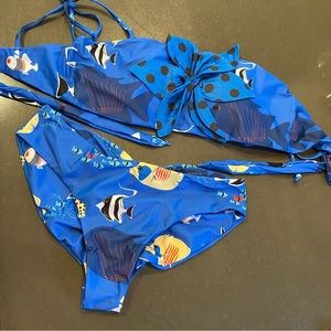 NWOT fish print bikini
